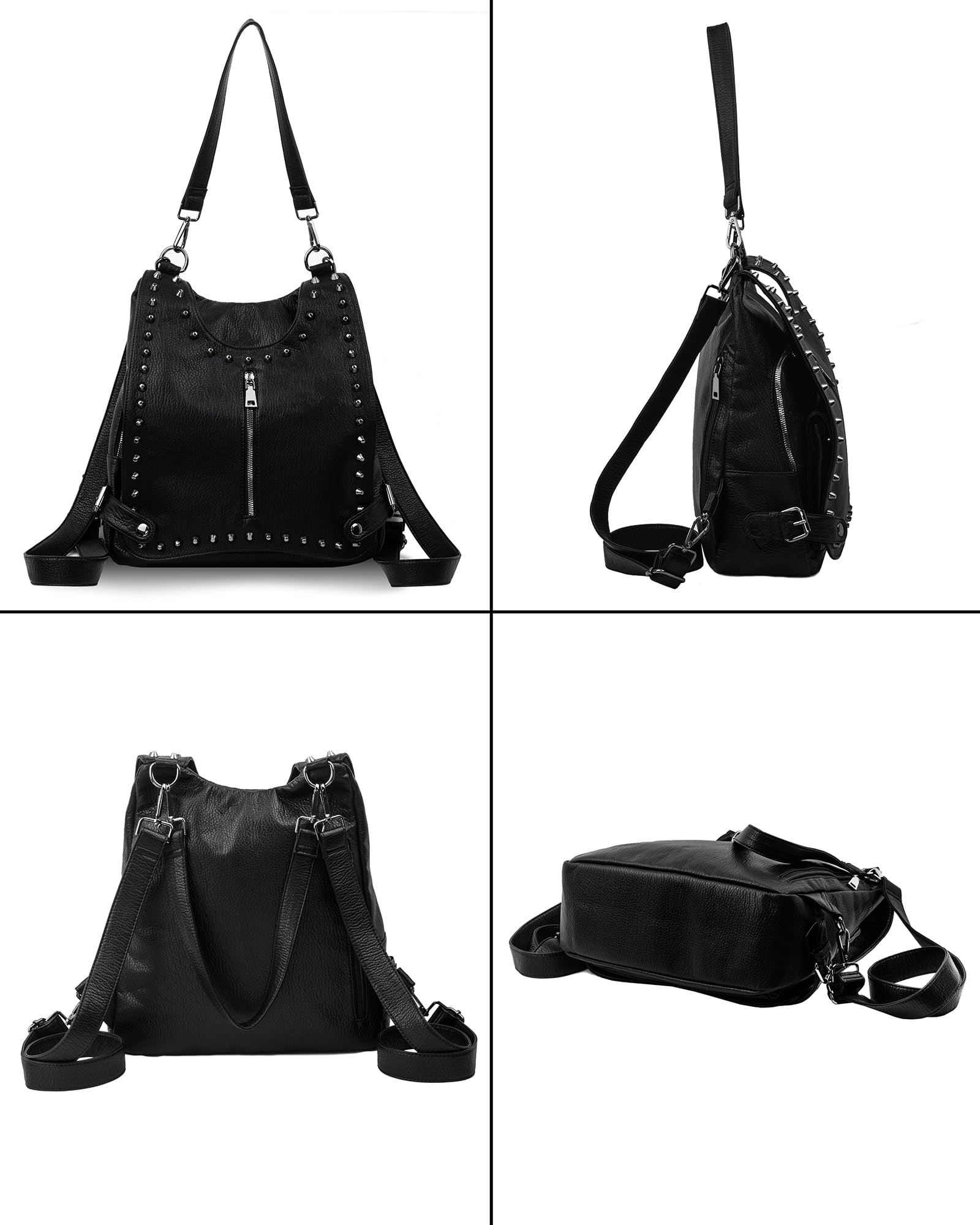 Cortelay Backpack Purse for Women Leather Ladies Fashion Designer Rivet Studded Travel Convertible Crossbody Shoulder Bag