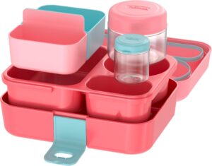 thermos kids freestyle 8 piece food storage kit, pink/peach