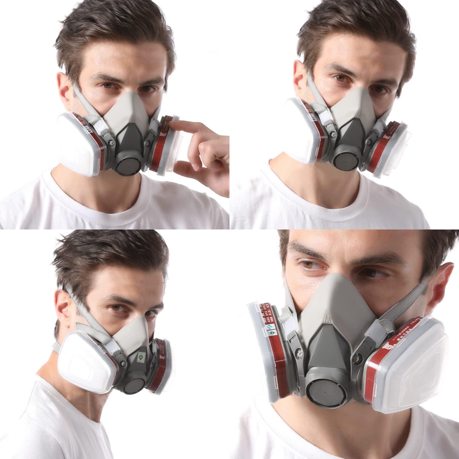 Ougulie Reusable Respirator Mask Full Set with 10 Filters, Organic Vapor Cartridges to Protect Against Particulate, Dust, Fumes, Chemicals while Painting, Spraying,Cleaning