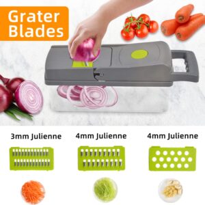 YOUNGER-RIS Vegetable Chopper, 15 in 1 Chopper Vegetable Cutter, Kitchen Pro Food Chopper Slicer Dicer with Glove, Egg Veggie Chopper with 8 Blades, Carrots Onions Garlic Fruits Chopper with Container