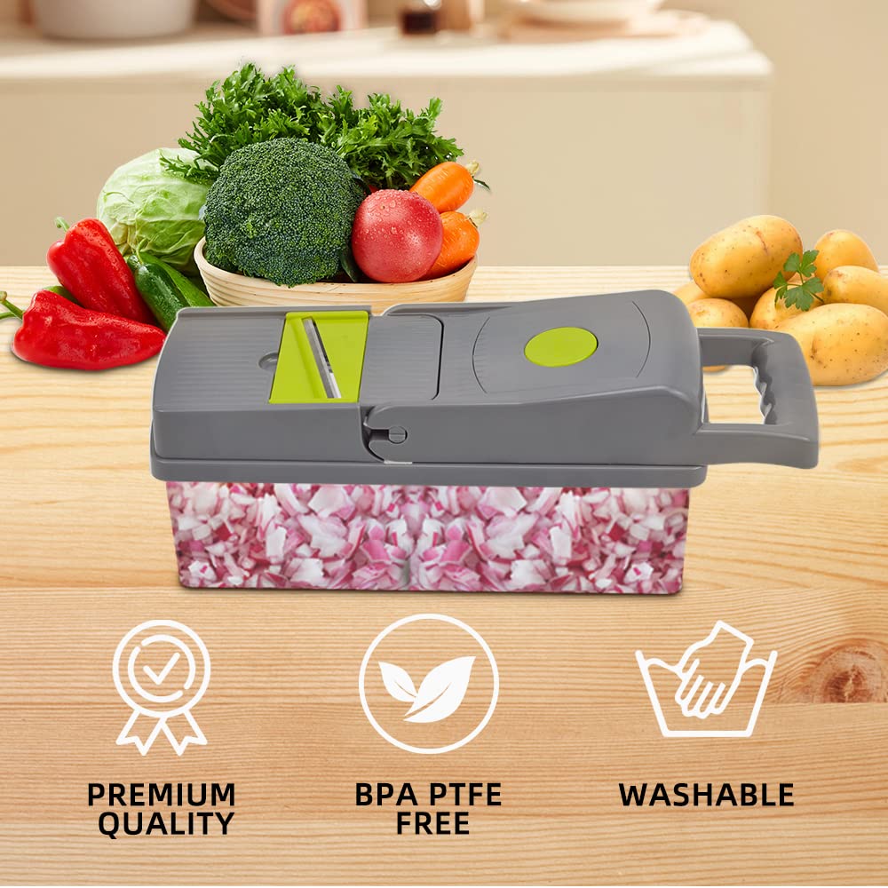 YOUNGER-RIS Vegetable Chopper, 15 in 1 Chopper Vegetable Cutter, Kitchen Pro Food Chopper Slicer Dicer with Glove, Egg Veggie Chopper with 8 Blades, Carrots Onions Garlic Fruits Chopper with Container