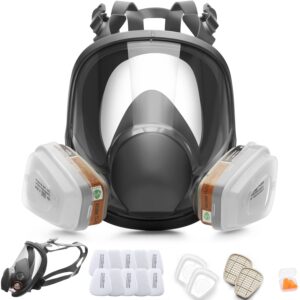 respirator mask full face reusable gas mask large screen organic vapor mask and anti-fog for painting, mechanical polishing, logging, welding, against dust, polishing,staining,sanding &cutting 4006