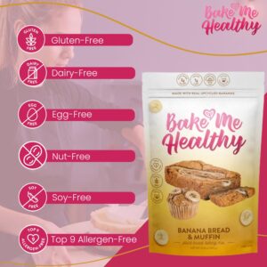 Bake Me Healthy Banana Bread Mix - 10.8 oz / 306 g - Vegan, Non-GMO, Dairy & Gluten Free Muffins - No Refined Sugar Plant-Based Baking Mix - Makes 12 Fluffy Banana Muffins or 1 Banana Loaf