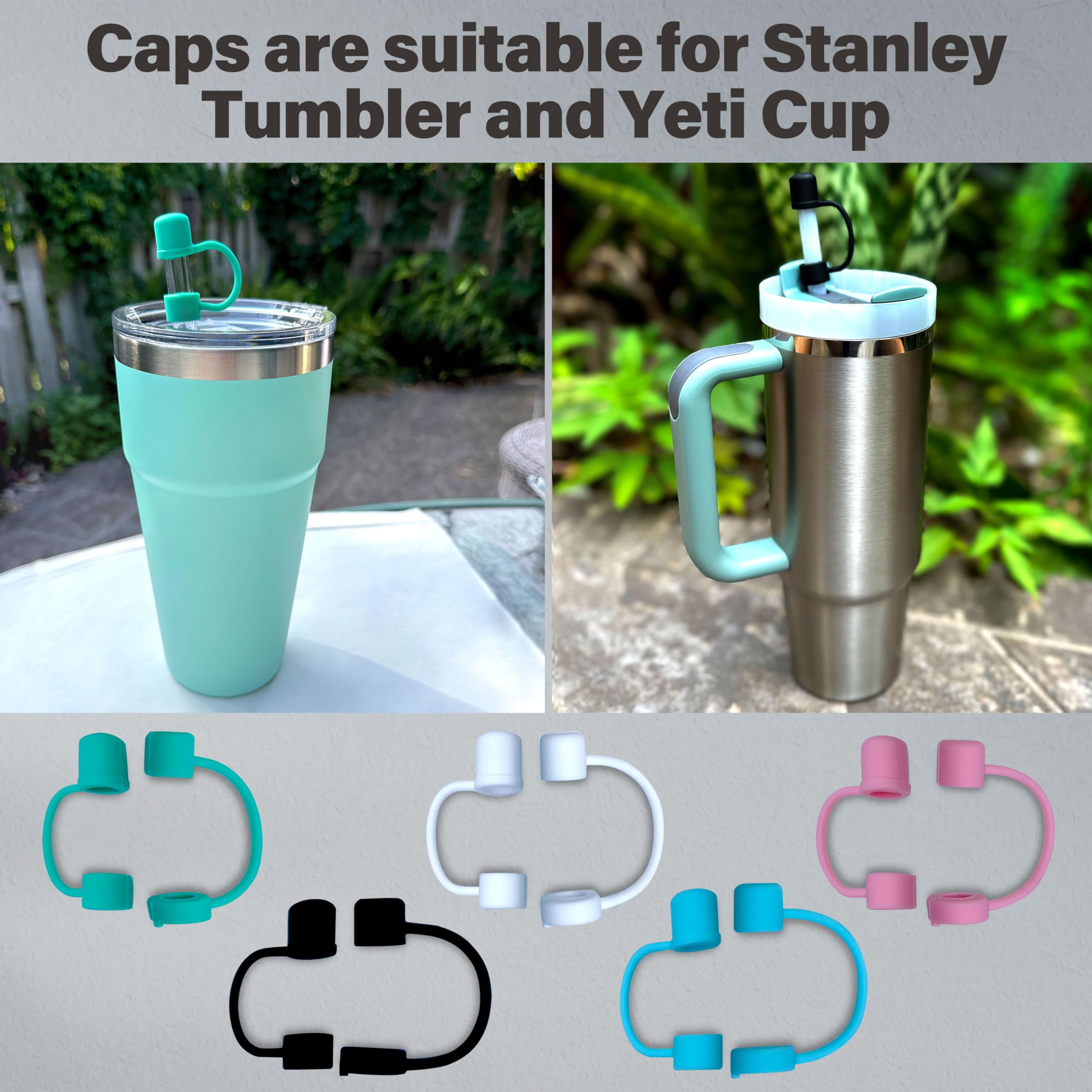 Straw Covers Cap - 10Pcs Colorful Silicone Straw Tips Suitable for Stanley Straw Cover - Reusable Cover for Drinking Straw - Toppers Drinking Straw Caps Plugs (10 Mix Color caps)