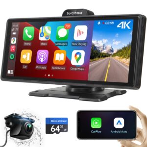 portable 9.3" dash mount apple carplay with 4k front and rear 1080p dash cam,wireless android auto car play screen stereo for cars, with backup camera/bluetooth/aux/fm,head unit,car audio receivers