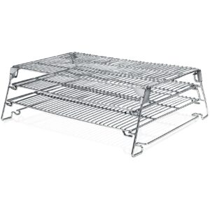 jerky racks for barrel style pellet grills, 21 inch 3 tiered foldable sliding, 830 in² cooking space expansion accessory for traeger, pit boss, green mountain, camp chef and more smoker grills