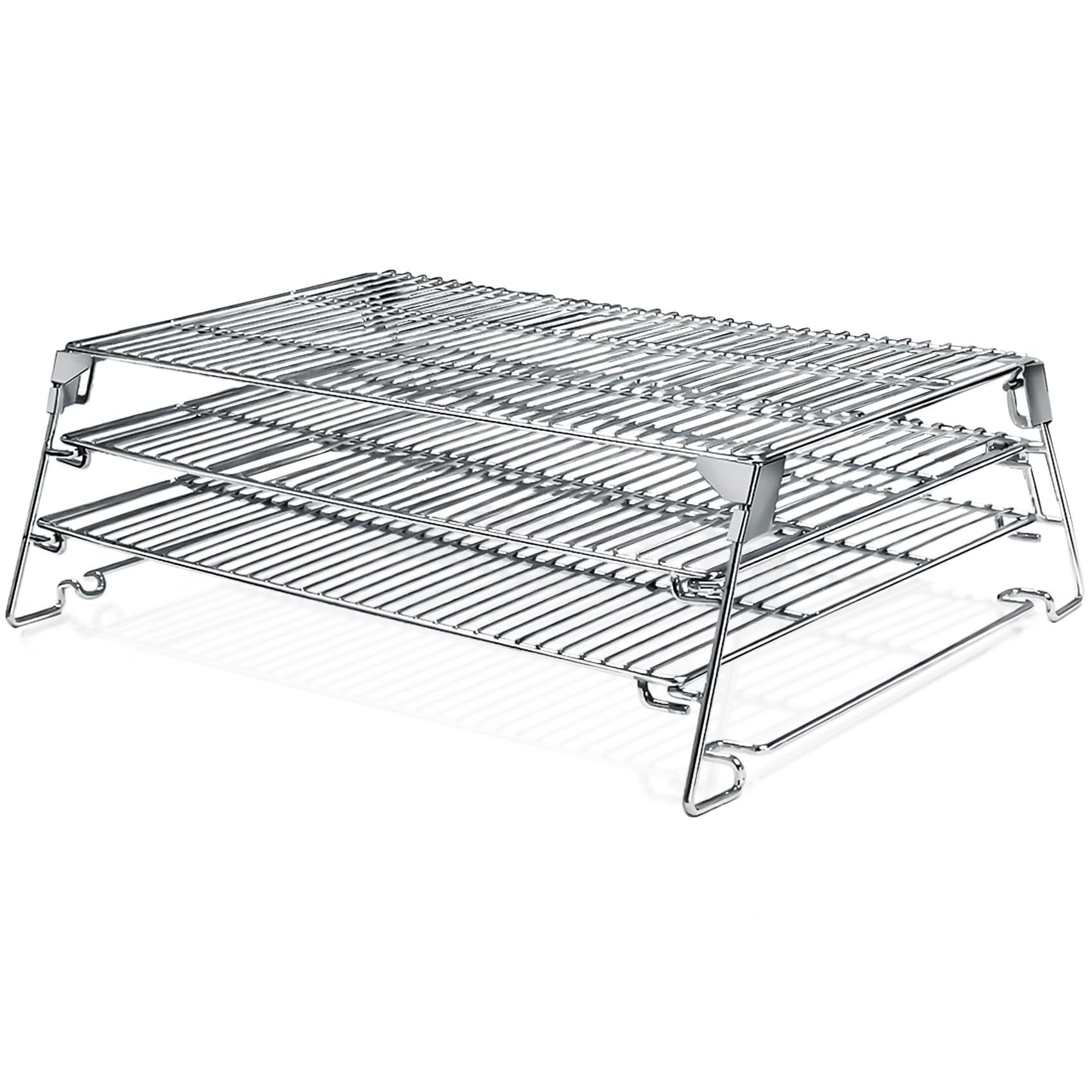 Jerky Racks for Barrel Style Pellet Grills, 21 inch 3 Tiered Foldable Sliding, 830 in² Cooking Space Expansion Accessory for Traeger, Pit Boss, Green Mountain, Camp Chef and More Smoker Grills