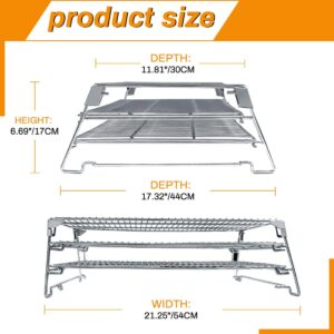 Jerky Racks for Barrel Style Pellet Grills, 21 inch 3 Tiered Foldable Sliding, 830 in² Cooking Space Expansion Accessory for Traeger, Pit Boss, Green Mountain, Camp Chef and More Smoker Grills