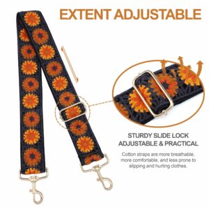 Purse Strap,2" Wide Shoulder Strap Adjustable Replacement,Multi-pattern Crossbody Canvas Bag Handbag Belts for Unisex Handbag,Crossbody Bags,Shoulder Bags(Embroidered sunflower)