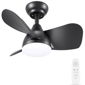 newday ceiling fan with lights remote control, 22 inch quiet dc motor small ceiling fans, dimmable ceiling fan for bedroom, kids room, kitchen (black)