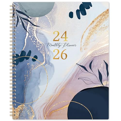 2024-2026 Monthly Planner/Calendar - Monthly Planner 2024-2026, Jul. 2024 - Jun. 2026, 8.5" x 11", 24-Month Planner with Pocket & Label, Thick Paper, Monthly Tabs, Twin-Wire Binding - Leaf Sand