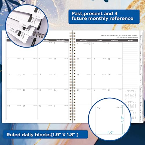 2024-2026 Monthly Planner/Calendar - Monthly Planner 2024-2026, Jul. 2024 - Jun. 2026, 8.5" x 11", 24-Month Planner with Pocket & Label, Thick Paper, Monthly Tabs, Twin-Wire Binding - Leaf Sand