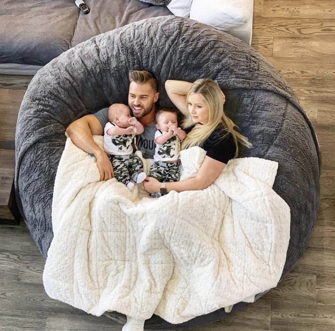 6FT Giant Faux Fur Bean Bag Cover for Adults, Round Fluffy Bean Bag Bed (No Filler), Machine Washable Big Size