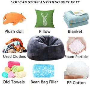 6FT Giant Faux Fur Bean Bag Cover for Adults, Round Fluffy Bean Bag Bed (No Filler), Machine Washable Big Size