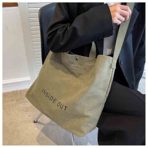 Women Large Canvas Tote Handbags Casual Shoulder Work Bag Crossbody Top Handle Vintage Grunge Hobo Bag (Army Green,One Size)