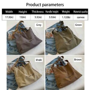 Women Large Canvas Tote Handbags Casual Shoulder Work Bag Crossbody Top Handle Vintage Grunge Hobo Bag (Army Green,One Size)