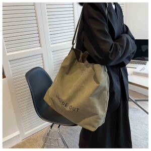 Women Large Canvas Tote Handbags Casual Shoulder Work Bag Crossbody Top Handle Vintage Grunge Hobo Bag (Army Green,One Size)