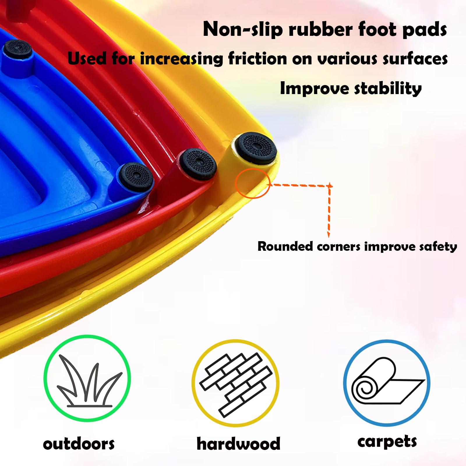 Juoe 15Pcs Non-Slip Plastic Balance Stepping Stones for kids,up to 220 Ibs for Obstacle Courses Coordination Game Sensory Toys for Toddlers,Indoor or Outdoor Play Equipment Toys Toddler Ages 3-8+