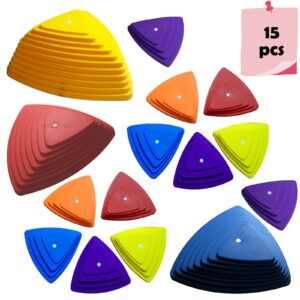 Juoe 15Pcs Non-Slip Plastic Balance Stepping Stones for kids,up to 220 Ibs for Obstacle Courses Coordination Game Sensory Toys for Toddlers,Indoor or Outdoor Play Equipment Toys Toddler Ages 3-8+