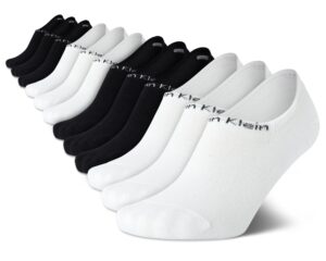 calvin klein womens' socks - lightweight performance no-show liners (12 pack), size 4-10, whiteblack assorted