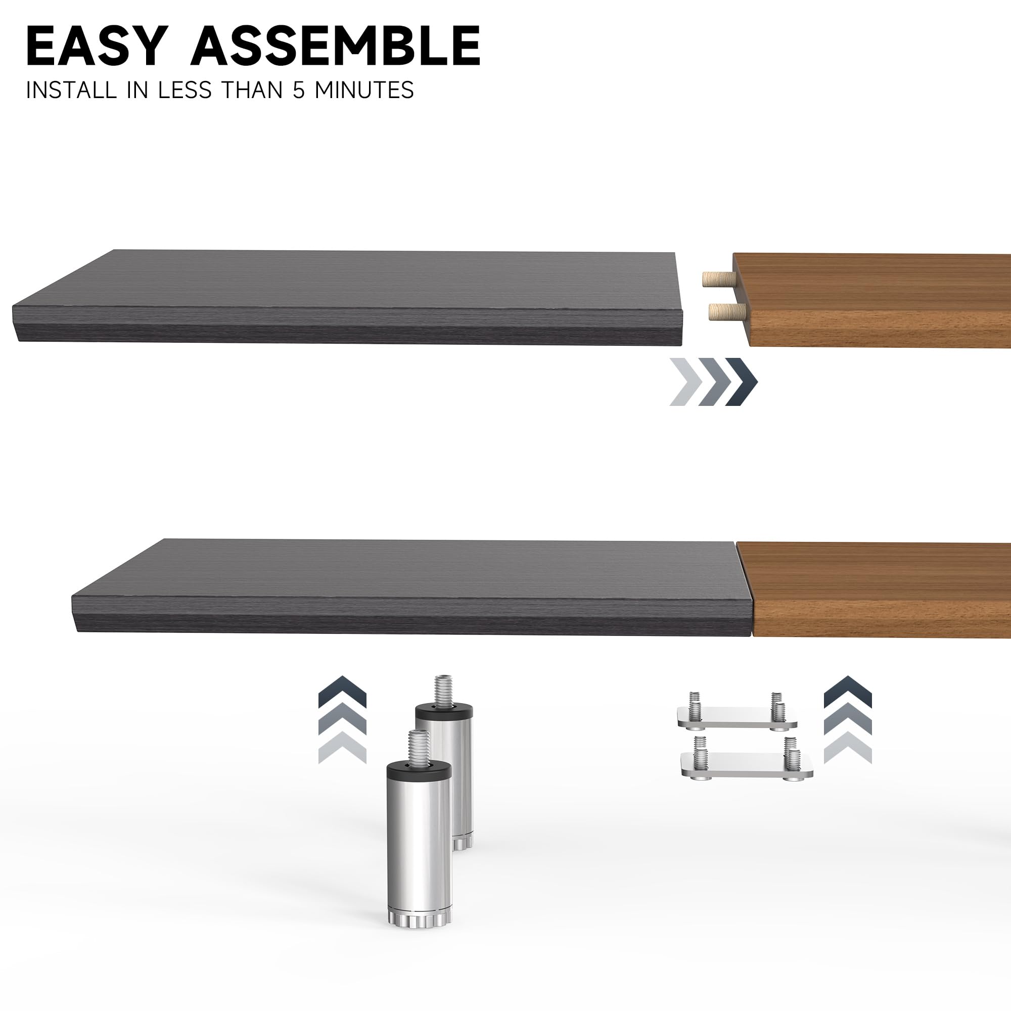 Fenge Dual Monitor Stand Riser, 39.4 Inch Height Adjustable Monitor Riser for Desk, Wood & Steel Monitor Stands for 2 Monitors , Desk Shelf for Computer,Laptop,Printer,TV, Brown