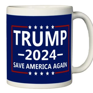 Rogue River Tactical Donald Trump 2024 Coffee Mug Save America Again Trump 2024 Novelty Cup President of The United States MAGA (Blue)