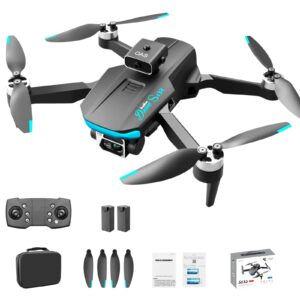 S132 Drone With Camera For Adults 4k 1080P HD Foldable Dron rc Drones Toys GPS Auto Return One Touch Take-off and Landing Adjustable Lens (with Carrying Case) (black)