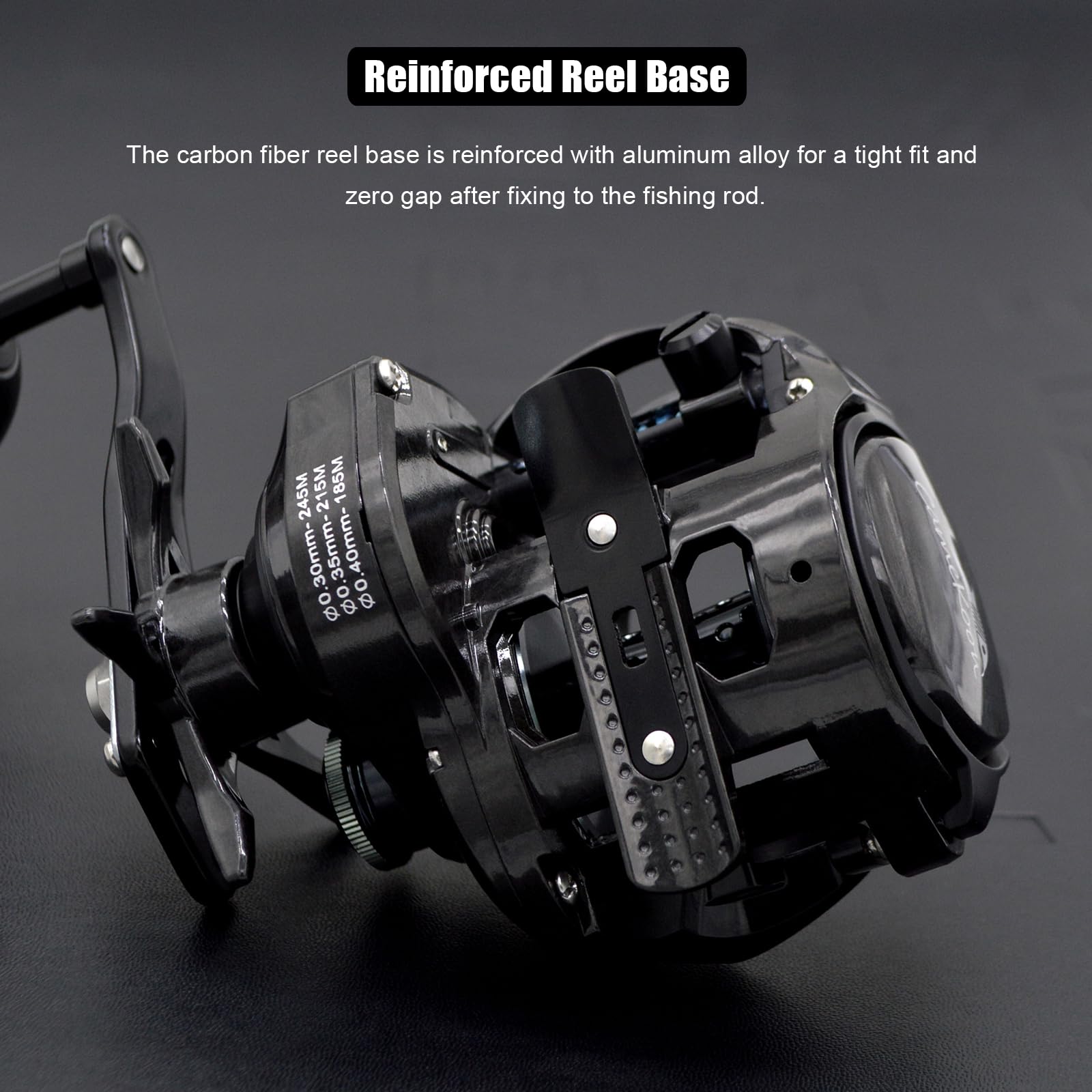 CAMEKOON Carbon 300 Baitcasting Fishing Reel, High Line Capacity Baitcaster Reels, 6.3:1 Gear Ratio, 10+1 Stainless Steel Ball Bearings, 10 Button Magnetic Brakes, Carbon Fiber Frame and Side Covers