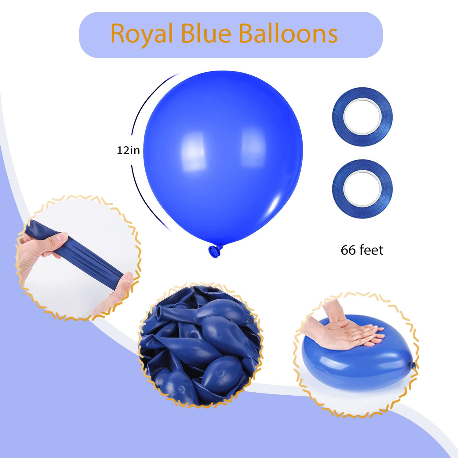 60Pack Royal Blue Balloons, 12inch Dark Blue Party Balloons Helium Quality Latex Ballons for Birthday Graduation Baby Shower Baseball Wedding Nautical Party Decorations (2 Blue Ribbons)