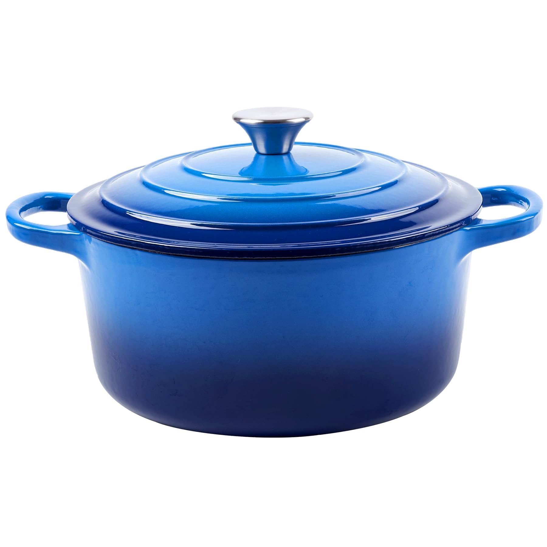 6 Quart Enameled Cast Iron Dutch Oven with Lid - Big Dual Handles - Oven Safe up to 500°F - Classic Round Pot for Versatile Cooking Blue