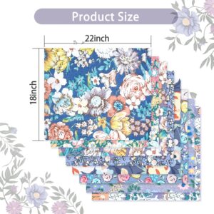 UPSYTIO 8PCS Cotton Fabric Bundles - 18 × 22 Inches Floral Printed Fat Quarters Quilting Sheets for Sewing Crafts Patchwork and DIY Projects(Floral)