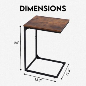 LOFTEY C Shaped End/Side Table, Slide Under Couch Table, End Table for Living Room& Bedroom,Side Table for Chair& Sofa, C Table for Small Spaces