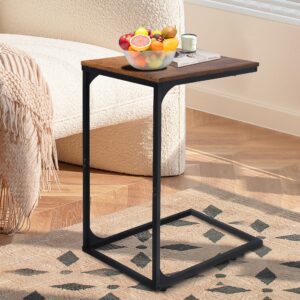 LOFTEY C Shaped End/Side Table, Slide Under Couch Table, End Table for Living Room& Bedroom,Side Table for Chair& Sofa, C Table for Small Spaces