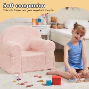 ILPEOD Kids Chair Toddler Chair Sherpa Couch Sherpa Kids Bean Bag Chair,Cuddly Toddler Chairs Comfy Plush Chair Toddler Couch Reading Chair for Kids Fuzzy Baby Chair Pink