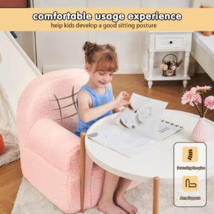 ILPEOD Kids Chair Toddler Chair Sherpa Couch Sherpa Kids Bean Bag Chair,Cuddly Toddler Chairs Comfy Plush Chair Toddler Couch Reading Chair for Kids Fuzzy Baby Chair Pink