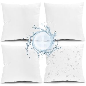 fixwal outdoor pillow inserts, 22 x 22 inch waterproof pillows inserts, 4 pack pillow form for patio, white