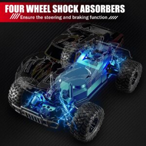 TRIPLEFINE 1:16 Scale Off Road RC Car, 30/km High Speed RC Car with 2 Battery, Remote Control Car with 2.4 GHz Remote Control, Gifts for Kids and Adults, Light Show RC car