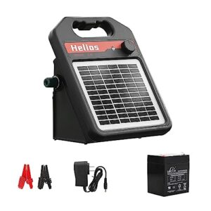 andmon mini400 30 miles solar electric fence charger, 0.4 joule solar electric fence for livestock, horses, cattle sheep, solar fence charger with day or night mode, easy installation