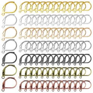 210Pcs French Earring Hooks Hypoallergenic Lever Back Earrings Hooks French Ear Wire Metal Brass Leverback Earring French Hook Earwires Earring Supplies for DIY Jewelry Making Findings(7 Colors)