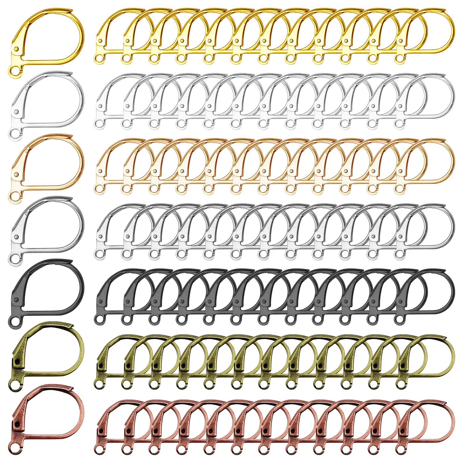 210Pcs French Earring Hooks Hypoallergenic Lever Back Earrings Hooks French Ear Wire Metal Brass Leverback Earring French Hook Earwires Earring Supplies for DIY Jewelry Making Findings(7 Colors)