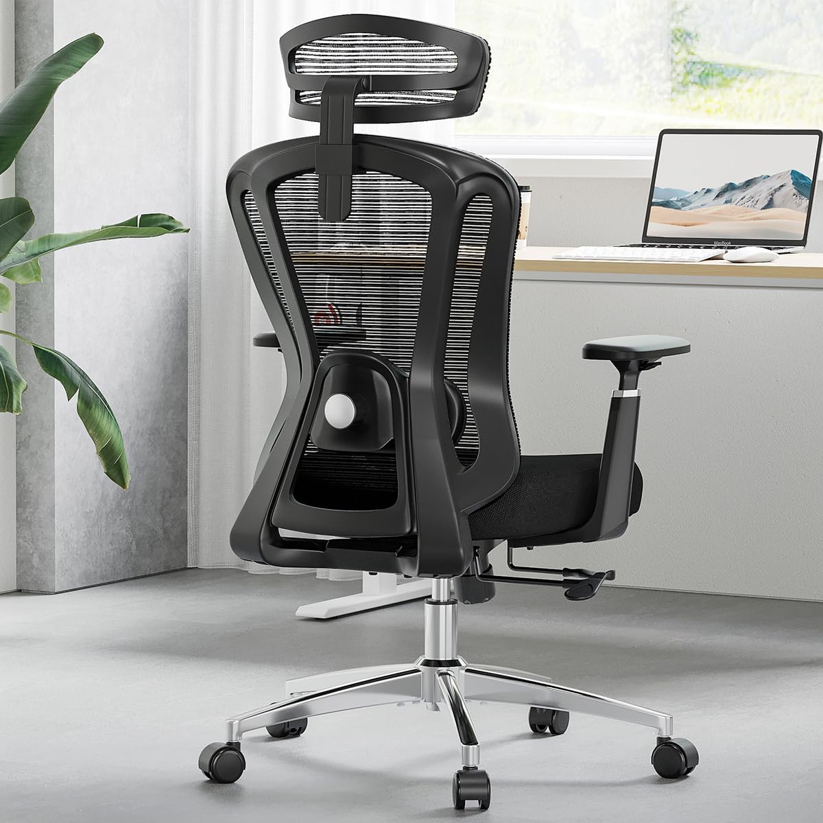 Farini Office Chair Ergonomic Desk Chair, High Back Office Chair with Wheels, Home Office Chair for Heavy People, Office Chair Adjustable Seat Depth, 3D Armrests and Adjustable Headrest, Black