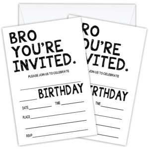 wuawn black and white birthday invitations with envelopes, you're invited fill - in birthday invite cards for boys & girls, teen, kids, birthday celebration supplies - 074