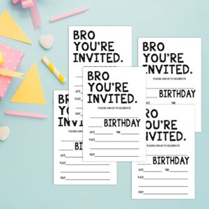 WUAWN Black and White Birthday Invitations with Envelopes, You're Invited Fill - In Birthday Invite Cards for Boys & Girls, Teen, Kids, Birthday Celebration Supplies - 074