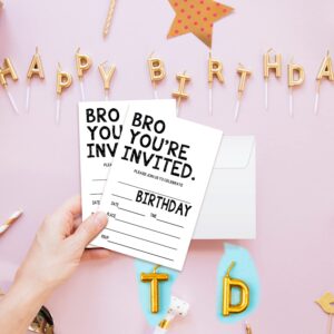 WUAWN Black and White Birthday Invitations with Envelopes, You're Invited Fill - In Birthday Invite Cards for Boys & Girls, Teen, Kids, Birthday Celebration Supplies - 074