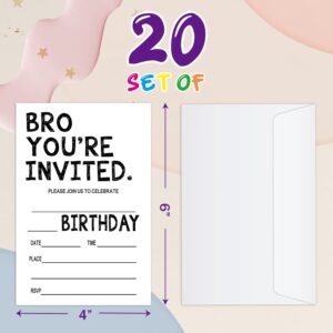 WUAWN Black and White Birthday Invitations with Envelopes, You're Invited Fill - In Birthday Invite Cards for Boys & Girls, Teen, Kids, Birthday Celebration Supplies - 074