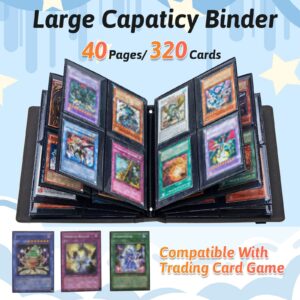 Trading Card Binder 4 Pocket 320 Cards,Card Holder Book with Elastic Band Fit Most Standard Size Cards,Card Collection Binder Case for Baseball Football Basketball Cards Pokemon & MTG,Sunflower