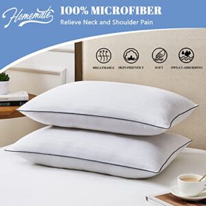 Homemate Bed Pillows for Sleeping - Queen Size(20"x28") Set of 2 Hotel Quality Pillows Allergy Friendly Microfiber Shell Fluffy Down Alternative Filling Pillow Suitable Back Stomach or Side Sleepers