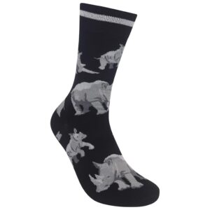 FUNATIC White Rhino Socks for Men Women | Cool Wildlife Gift with Rhinoceros Theme | Zoo Accessory Attire | Holiday Birthday Apparel Present for Adventure Animal Lovers | Safari Related Accessories