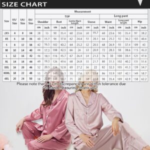 WJing Yi Jia Womens Pajama Set Silk Satin Pajamas Long 2pc Pjs Button Down Sleepwear Pj Set Loungewear