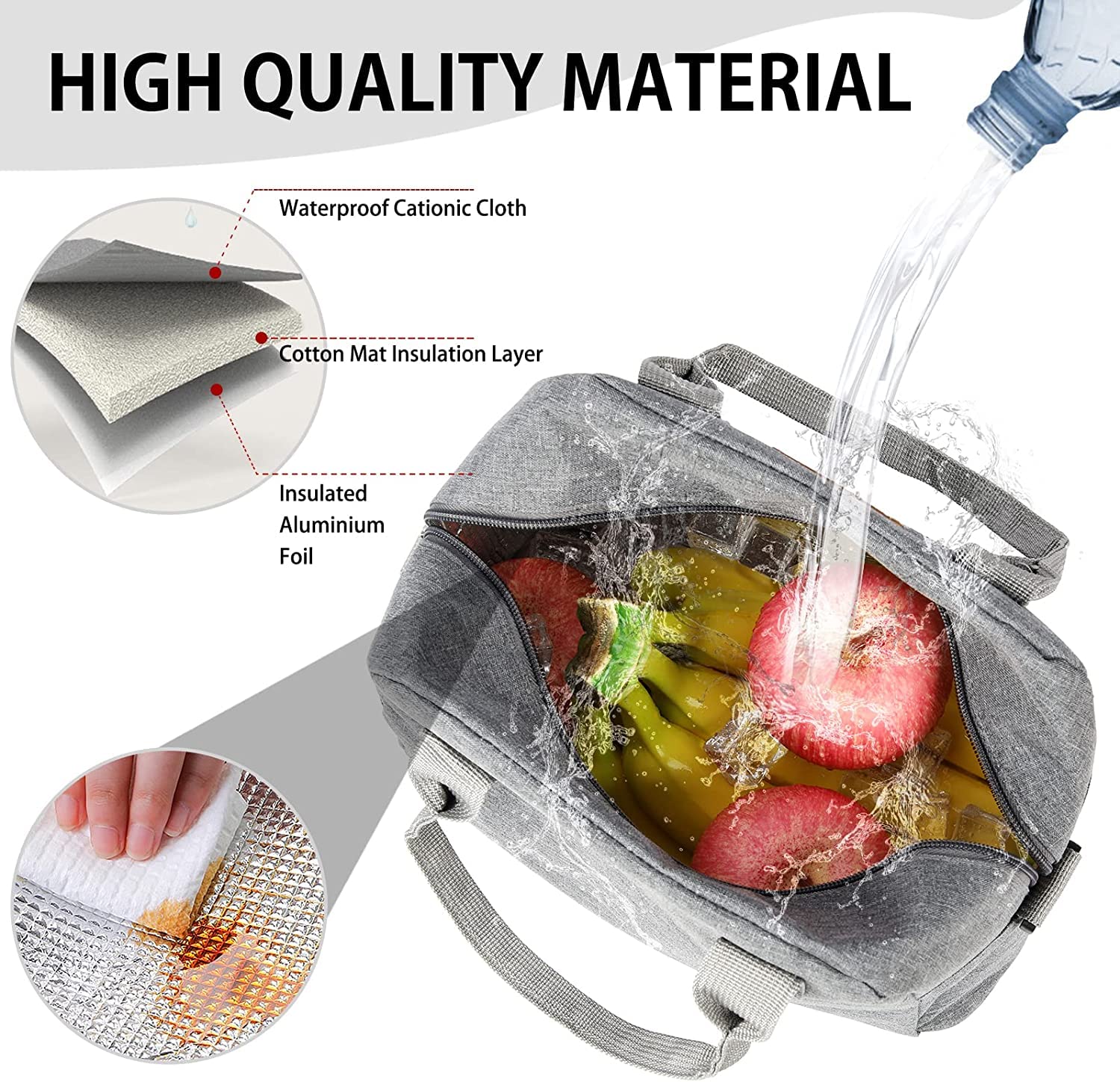 Insulated Lunch Bags for Women Men - Reusable Cooler Lunch Box for Office, Work, Picnic, Beach- Freezable Lunch Bag Organizer for adults - Leakproof lunch bag with adjustable shoulder strap.